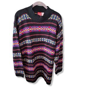 Vintage Liz Claiborne striped Southwestern All Over Sweater women's L XL